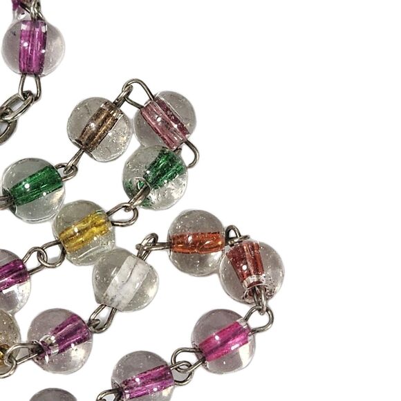 Handmade Rosary Made in Jerusalem Multicolor Glass Beads Silver Tone Crucifix - Picture 8 of 8